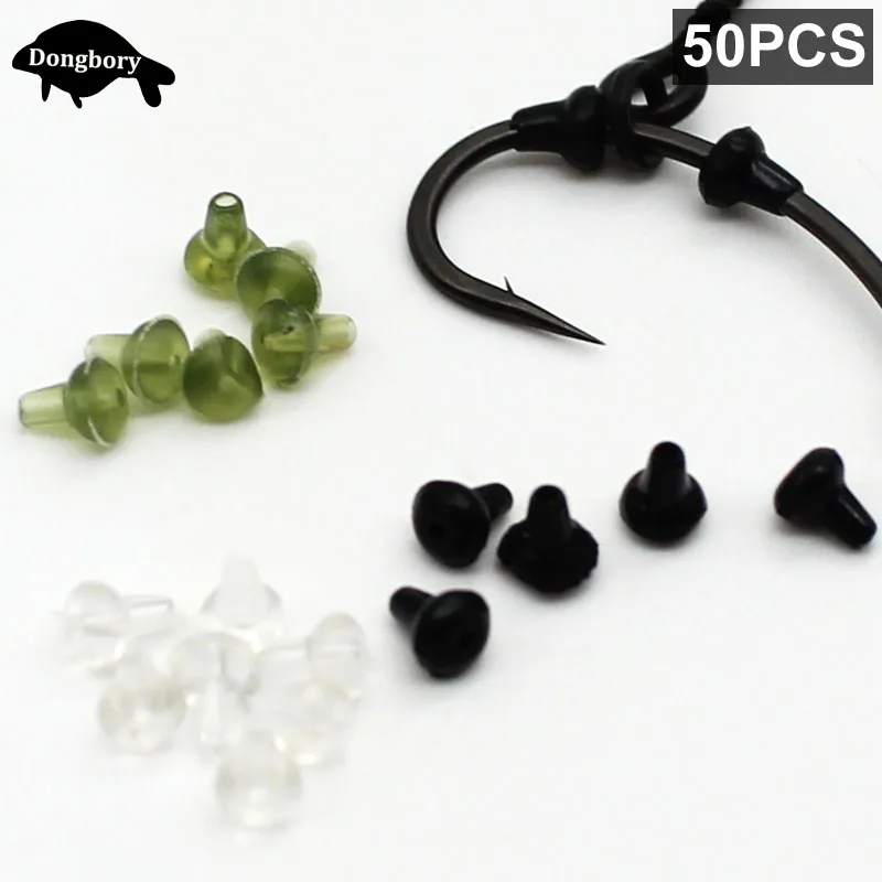 Carp Fishing 50PCS Accessories Fishing Hook Stop Rubber Beads Fishing Hook Stopers Chod Heli Rigs Stop Beads for Carp Rig Tackle