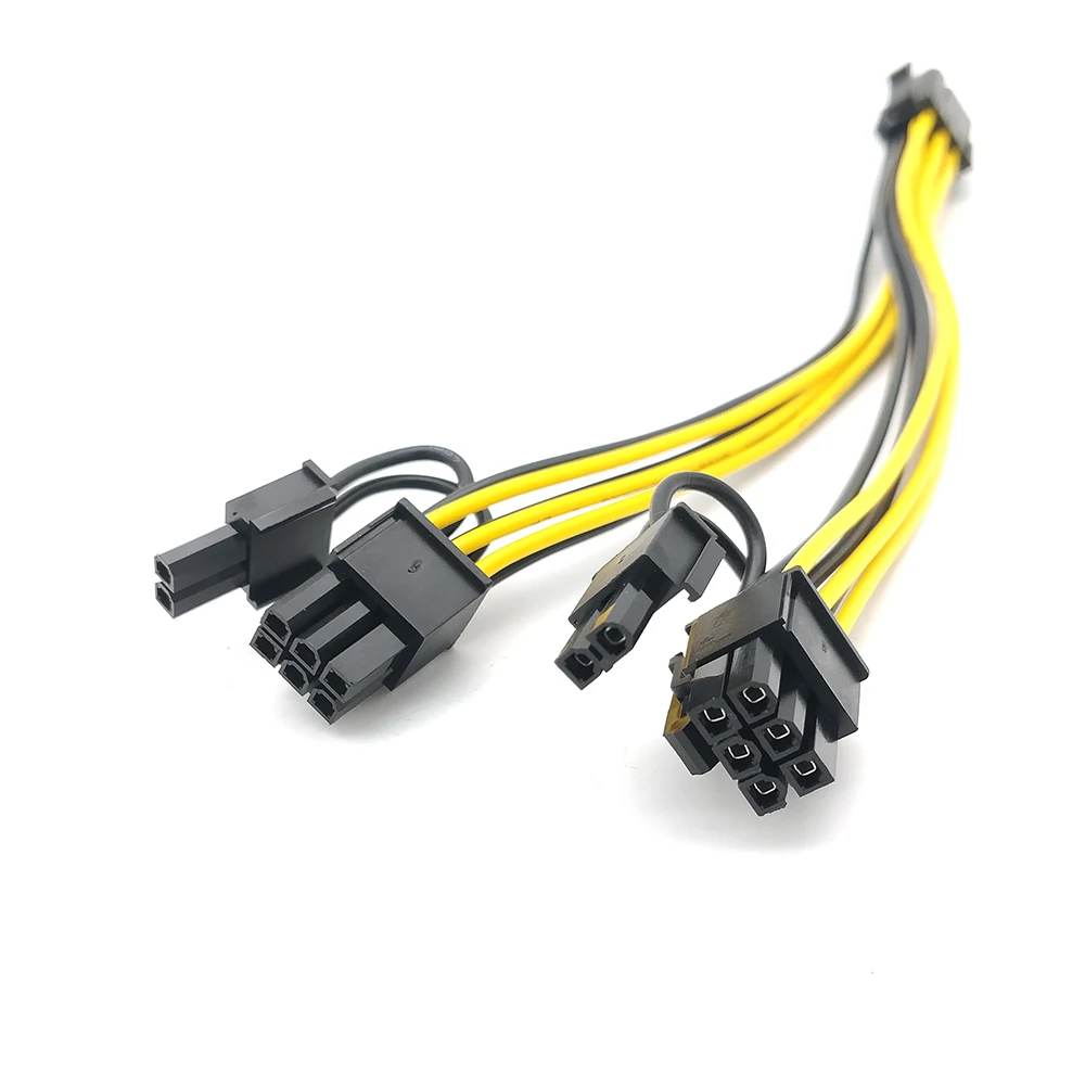 6 Pin PCI Express to Dual PCIE 8 (6+2) Pin Power Cable 20cm Motherboard Graphics Card PCI-E GPU Power Data Cable Splitter