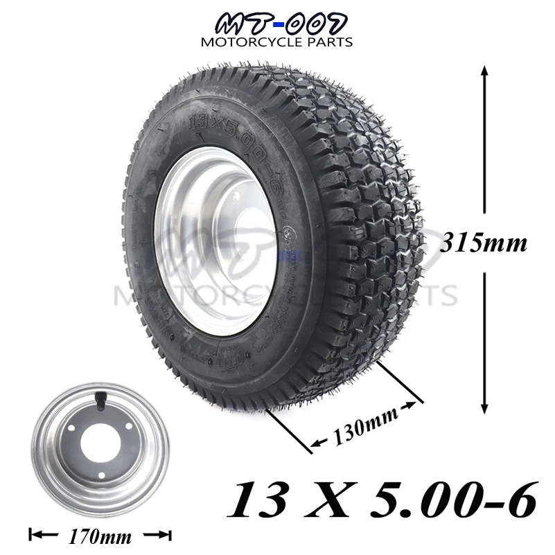 13 x 5.00-6 Tubeless Tire and Rim Wheel Hub For Tractor Rider Mower ATV GO Kart Drift Bike Wheels beach car accessories