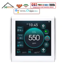 HESSWAY WIFI TUYA  CO2 VOC PM2.5 Sensor Detector Control for EC 0-10V/AC Output Through RS485&Modbusz Protocol Fresh Air System