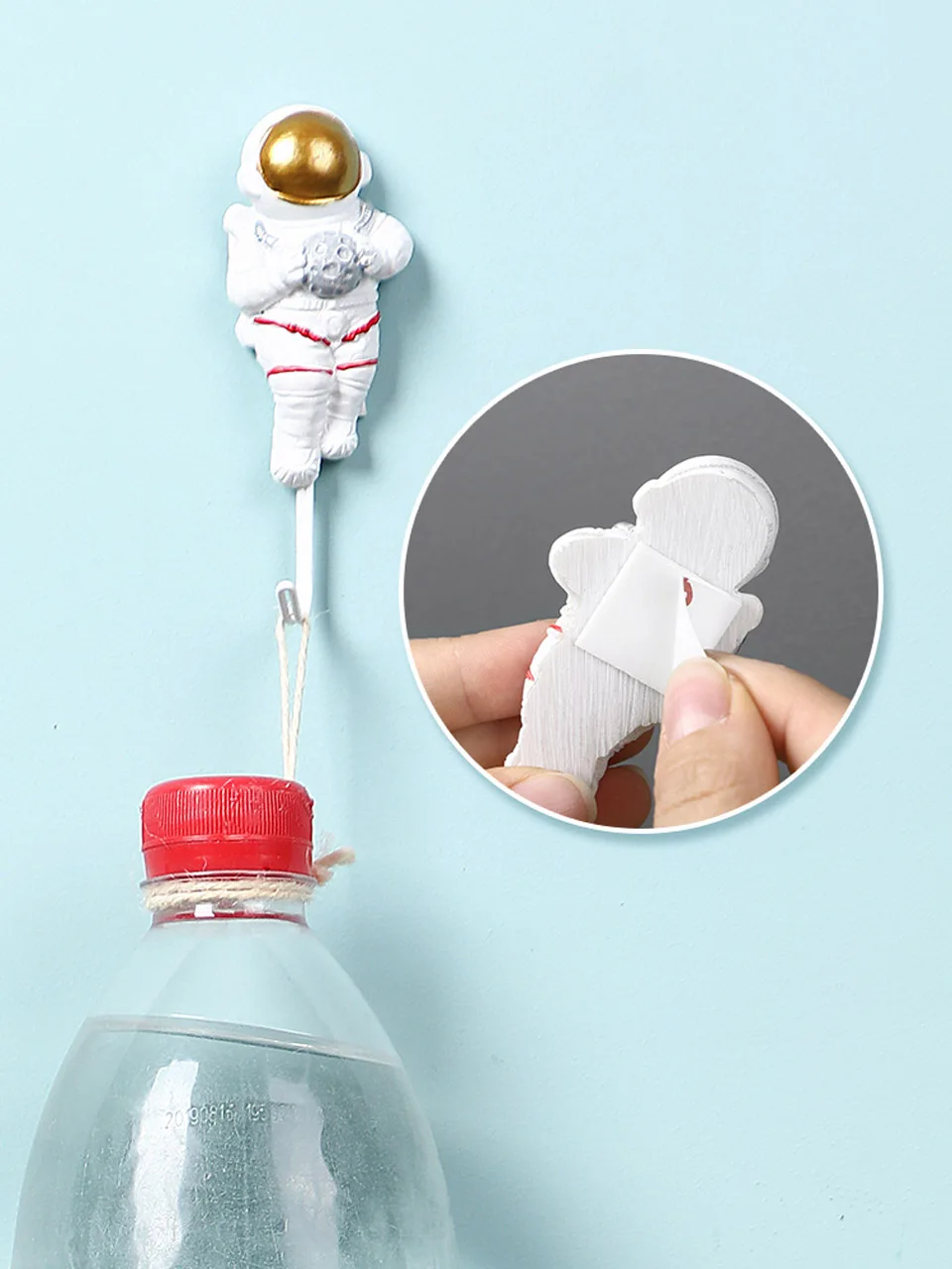 Creative Cartoon Happy Planet Astronaut Model Hooks Kitchen Strong Glue Nail-Free Door Behind Bedroom Study Decoration Wall Hook