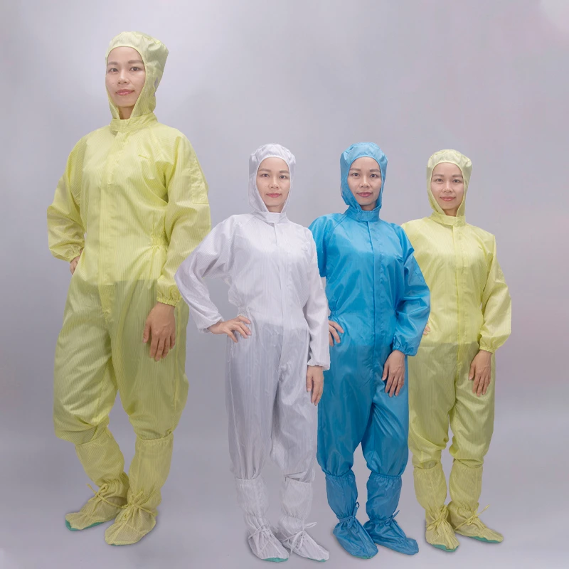 

Anti Static Clothing Clean Room Dustproof Jumpsuit Garment Can Permanent Cleaning 100% Polyester Filament Conductive Fibre S~4XL