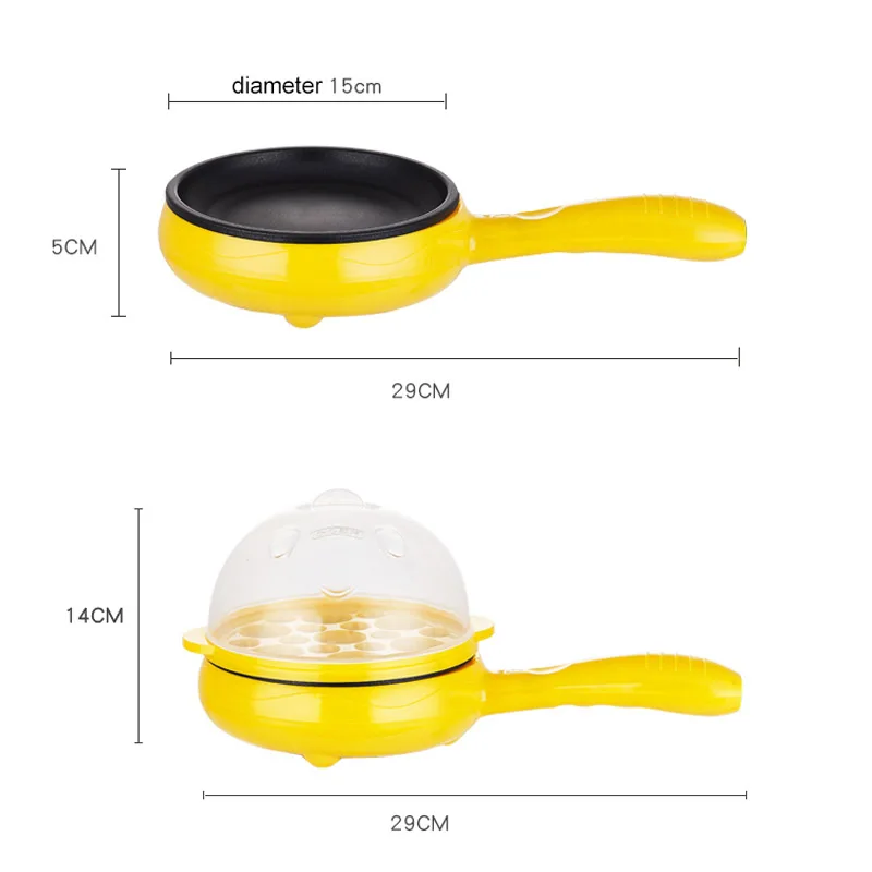 110V/220V Multifunction Household Mini Egg Omelette Pancake Fried Steak Frying Pan Non-Stick Boiled Eggs Boiler Steamer Cooker