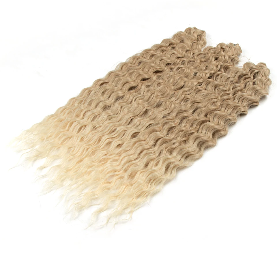 Ariel Hair Synthetic Twist Crochet Curly Hair 24 Zoll Water Wave Braid Hair Ombre Blonde Brown Deep Wave Flechten Haarverlängerung – Detail 28