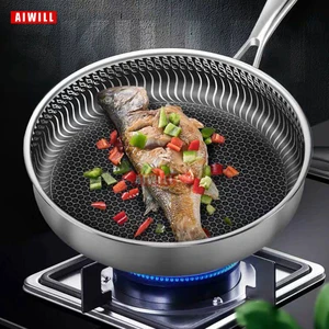 AIWILL NEW HIGH QUALITY KITCHEN 304 STAINLESS STEEL NAILY FRIENDING PAN fried pan steak oven general electromagnetic oven 8 Main Sales Big Frying Sales - №3