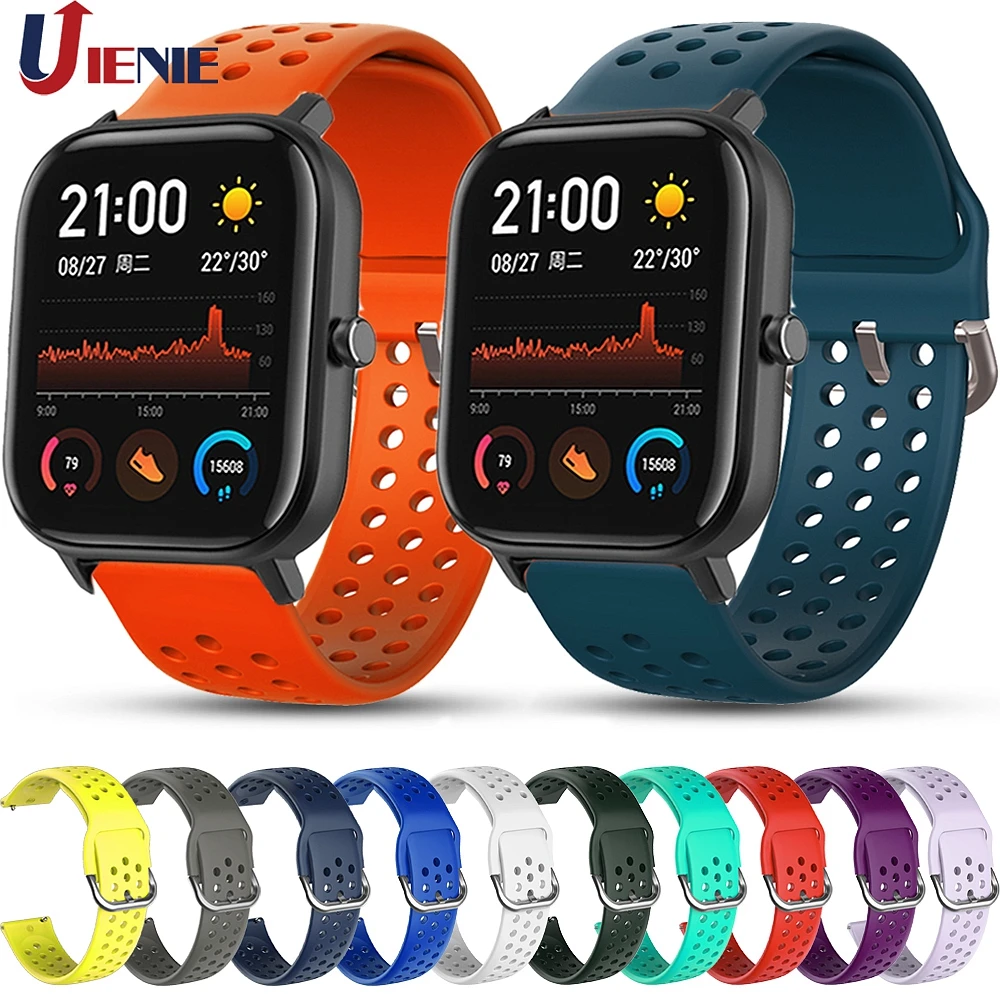 20Mm Dây Silicon Dây Đeo Xiaomi Huami Amazfit Bip 1S/GTS 2/BIP Lite/GTR 42Mm Ban Nhạc Thể Thao Đeo Tay Vòng Tay Correa