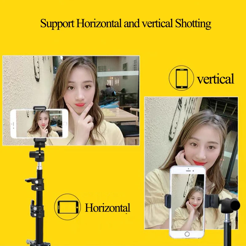 1.2/1.6/2.1m Portable Aluminum Phone DSL Camera live tripod stand Mount Digital Camera Tripod Support LED Ring light for iPhone