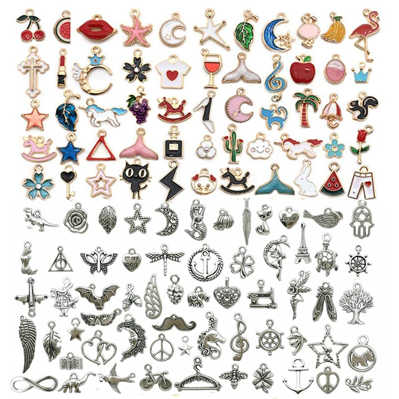 30pcs /lot Vintage Mixed Animal Birds Leaf Charms DIY Bracelet Pendant Tibet Silver Charms Neacklace Clips Jewelry Making