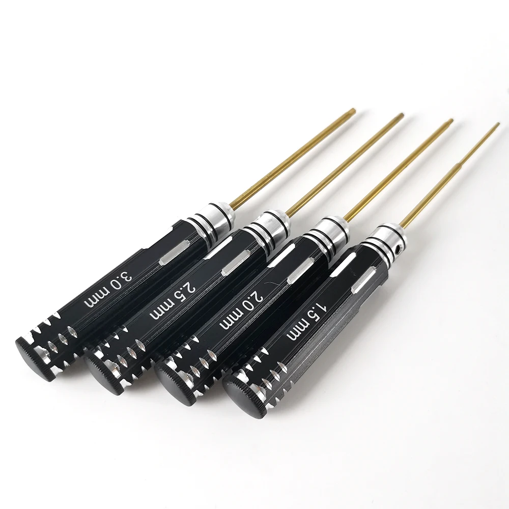 4 In 1 Screwdriver Hexagon Head 1.5 2.0 2.5 3.0mm HSS Titanium Coated Hex Screw Driver Tools Set Kits For RC FPV Helicopter Car