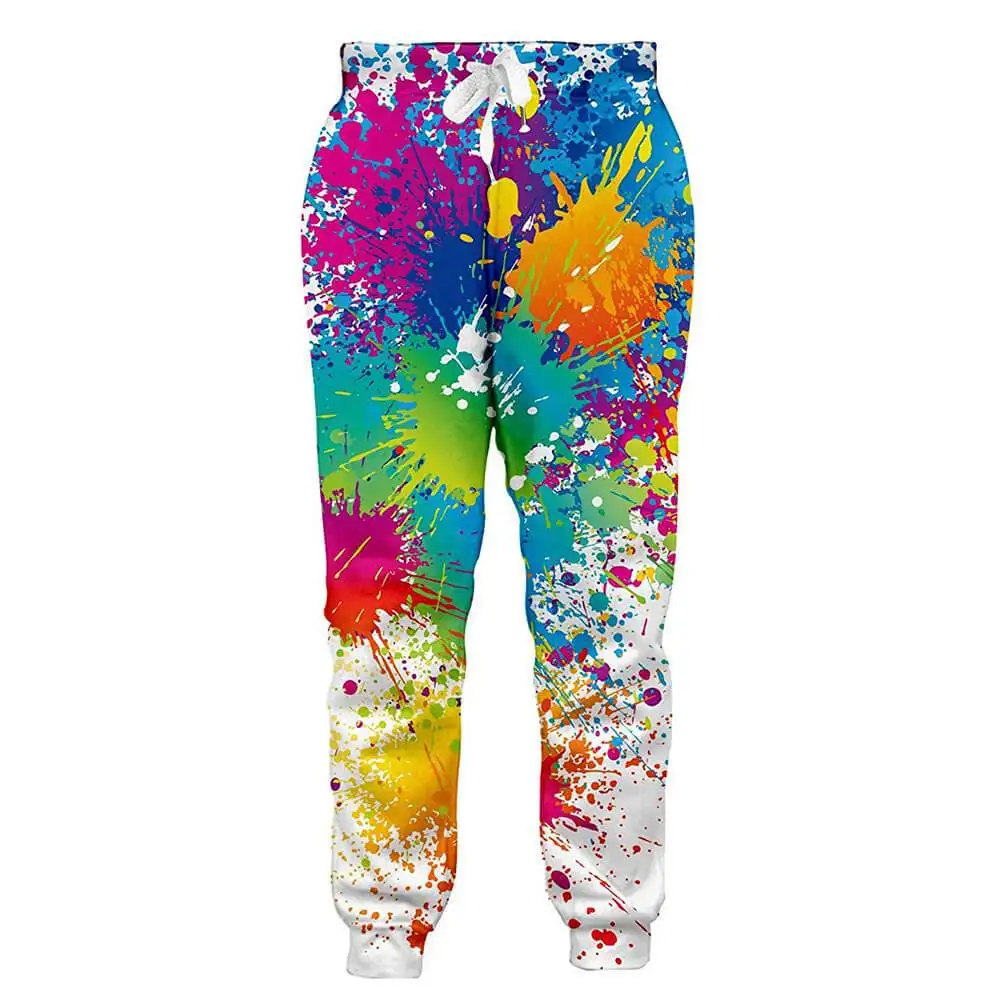 

PLstar Cosmos Brand Trousers Paint Splatter 3D Printed Men Joggers Pants Rainbow Streetwear Cool Unisex Casual Sweatpants MPK-01