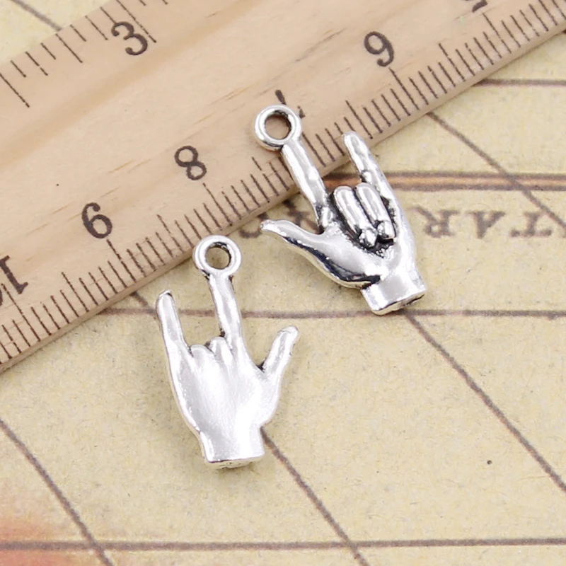 20pcs Charms Palm I Love You Hand 22x13mm Tibetan Bronze Silver Color Pendants Antique Jewelry Making DIY Handmade Craft Pendant