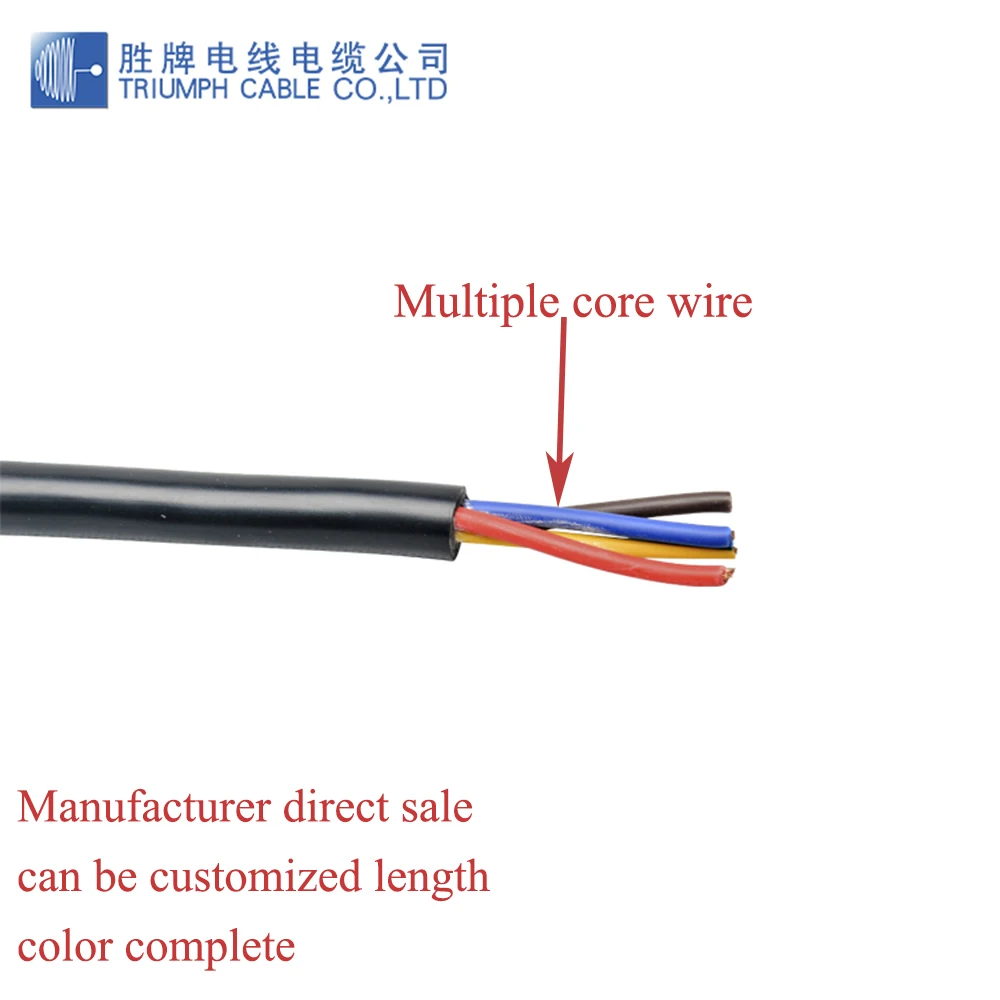 

TRIUMPHCABLE 1/2m RVV0.5mm 10/12/14/16core Black jacket multi core pvc wire stranded copper 500v electrical cable flexible wire