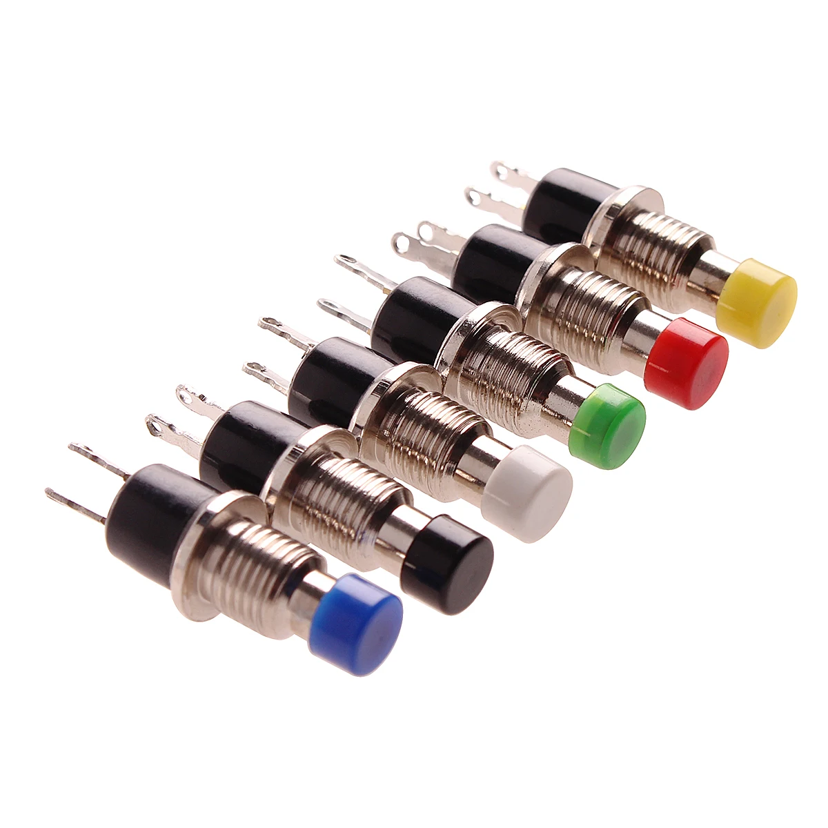 1Pc 7mm Thread Multicolor 2 pins Mini Momentary Push Button Switch Normally Closed/Open Press the reset Momentary switch