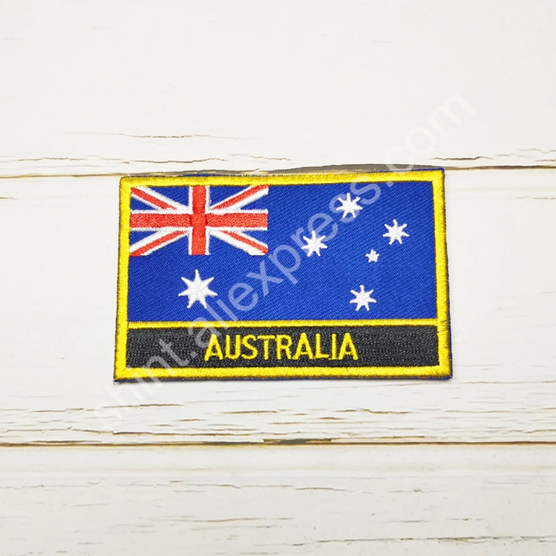 Australia National Flag Embroidery Patches Badge Shield And Square Shape Pin One Set On The Cloth Armband   Backpack  Decoration