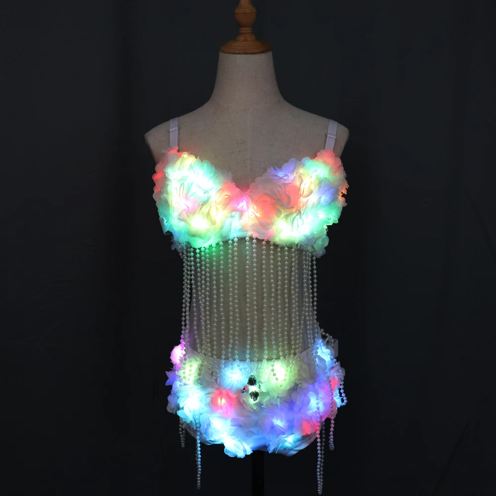 LED Light Luminous Bra Shorts Sexy Suit Women Costumes Growing Singer Stage Performance Sex Dance Wear