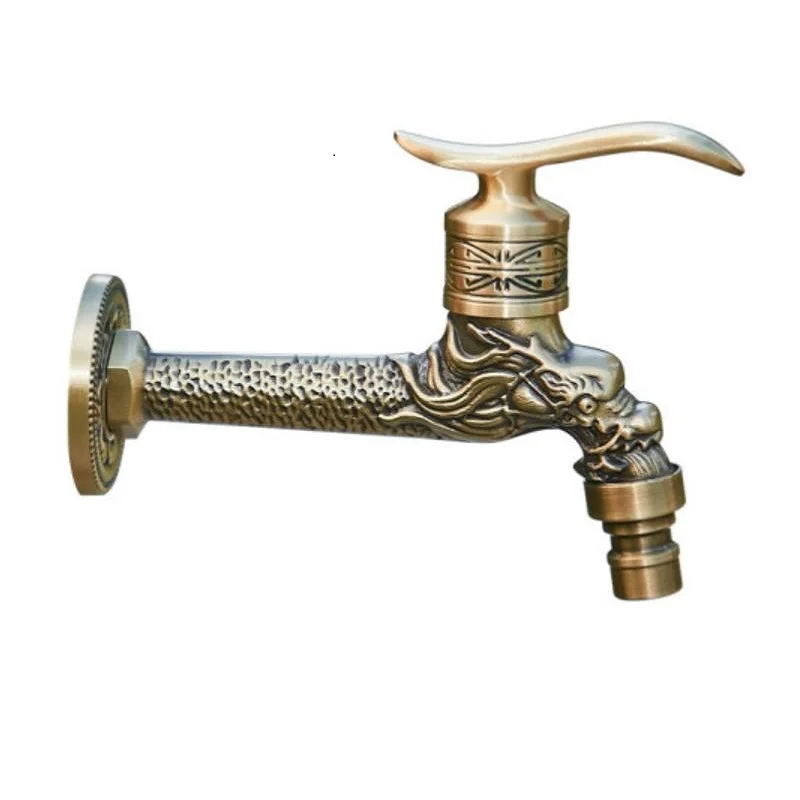 Cổ Rồng Vòi Nước Cho Máy Giặt Cây Lau Nhà Khắc Bibcock Tập Retro Đồng Vòi Ngoài Trời Sân Vườn KKTNSG