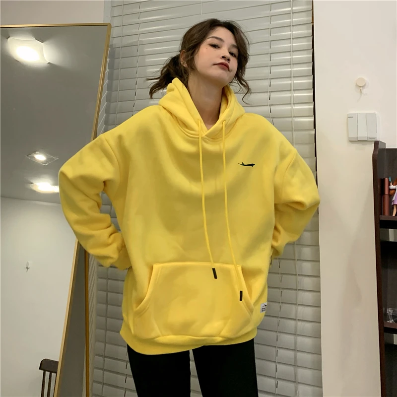 Spring Casual Loose Boyfriend Fluorescent Green Hoodies Women 2021 Hoodies Neon Green Print Jackets Long Pullovers Streetwear