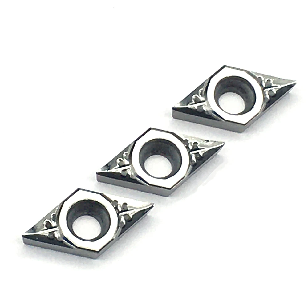 DCGT070202 AK H01 10pcs อลูมิเนียมเครื่องตัดใบมีดเครื่องมือตัดเครื่องมือ CNC เครื่องมือ AL + TIN ไม้