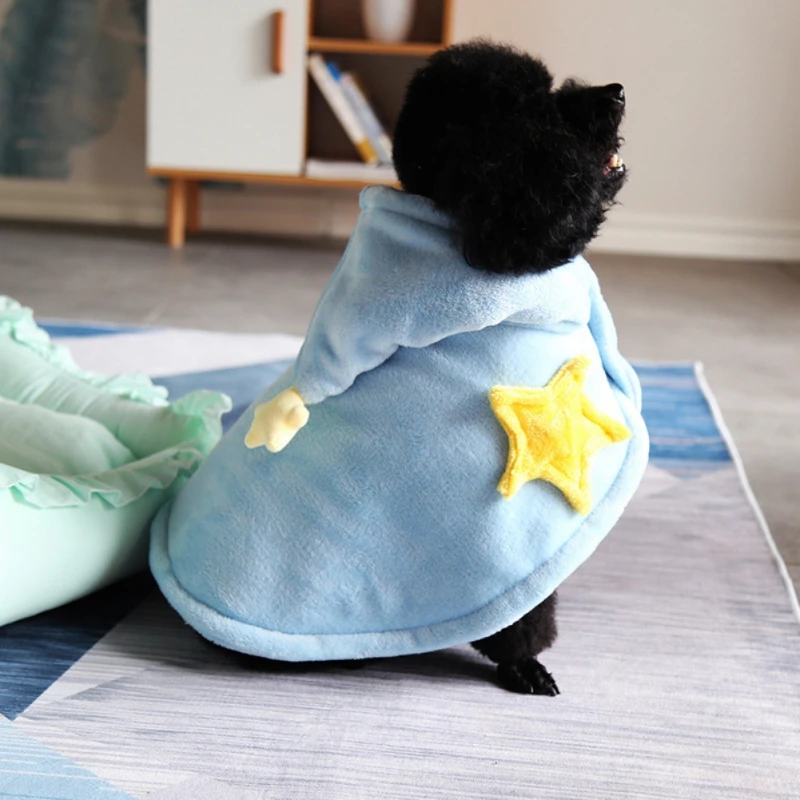 Winter Dog Soft Warm Pet Cat Dog Blanket Yorkshire Night Robe Flannel Thickened Hooded Pet Cloak Dog Pajamas Coat Nightwear