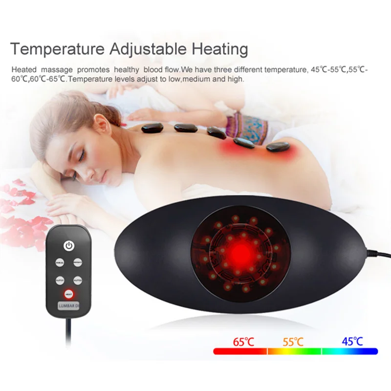 Electric Air Lumbar Traction Device Dynamic Back Massager Low Frequency Pulse Massage Heating Vibration Pain Relief Health Gift