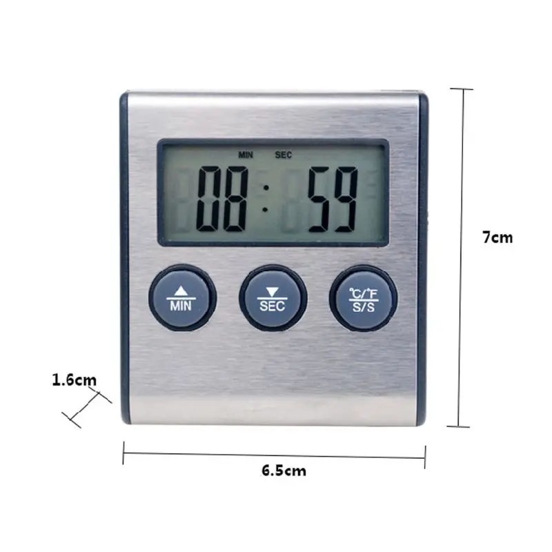 Termometro da cucina digitale Display LCD sonda lunga per Grill forno cibo carne cottura allarme Timer strumenti di misurazione