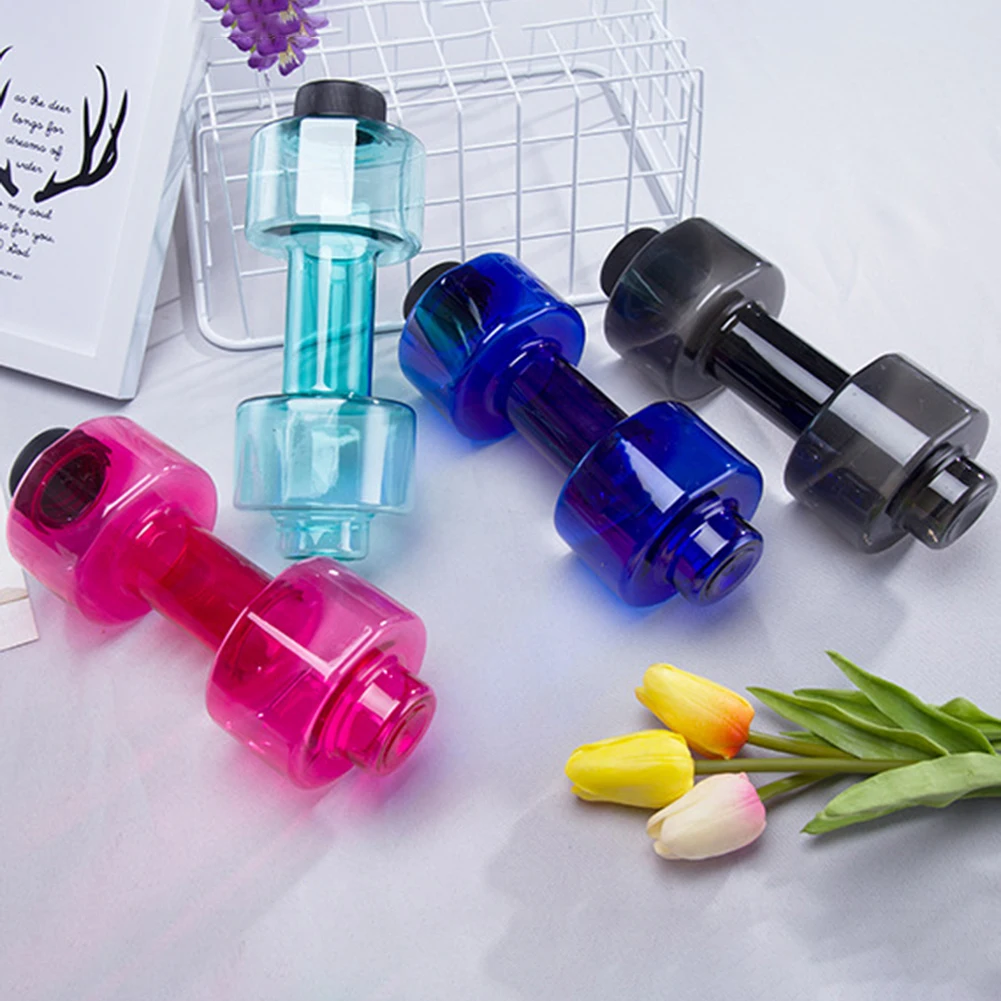 1Pc 550ml Large Capacity Dumbbell Shape Fitness Water Cup Sealed Leakproof Sports Bottle Kettle Easy to Carry and Use