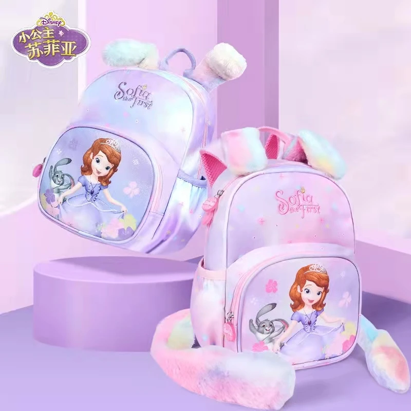 Disney Sofia Kindergarten Backpack For Girls Elsa Anna Primary School Student Shoulder Orthopedic Bag Large Capacity Super Light