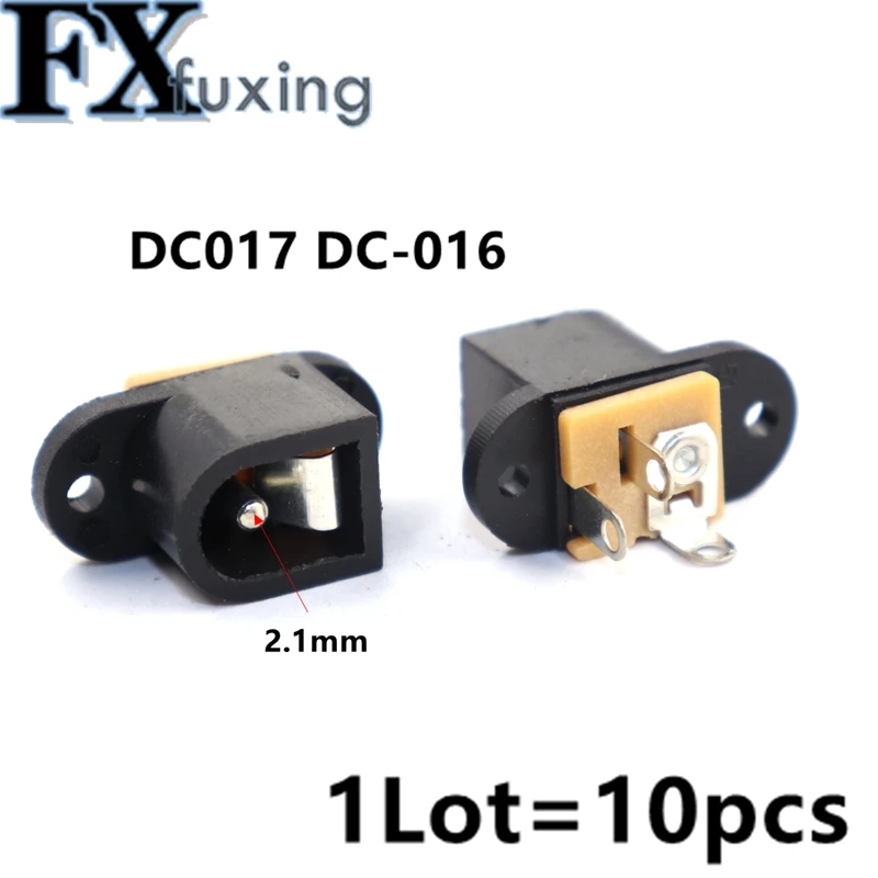 10Pcs DC017 DC-016 DC Female Power Socket 5.5mm*2.1mm With Ear Screw Hole dc-017 DC Socket Adapter Connector Jack 5.5*2.1 MM Hot