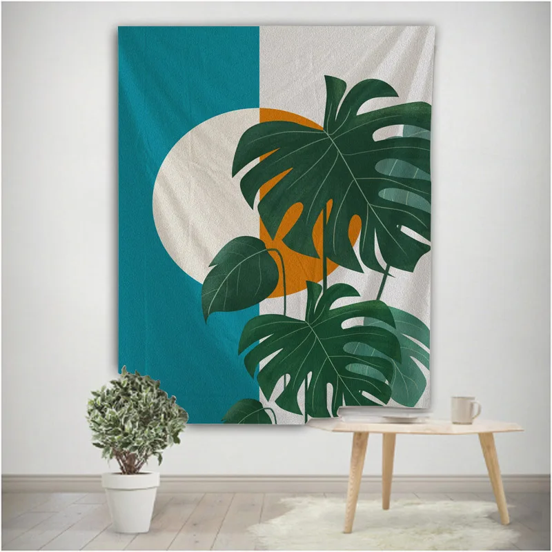 Minimalist Illustration Tapestry Morandi Color Wall Hanging Plant Flower Fabric Mural Hippie Bohemian Home Wall Decoration