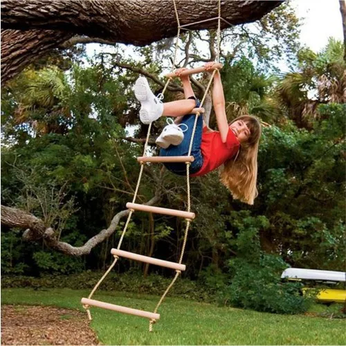 Biblio Roped Wooden Cascading Climbing Ladder