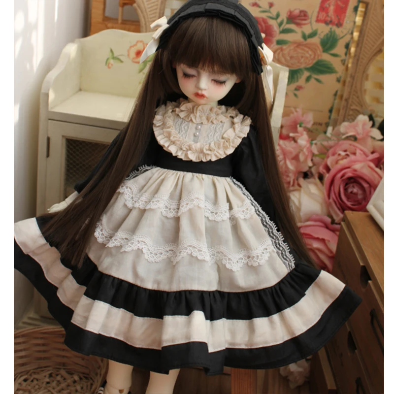 

Doll clothes with lace edge BJD dress + hair band for 1/6 1/4 1/3 BJD SD doll Blyth doll accessories only dress