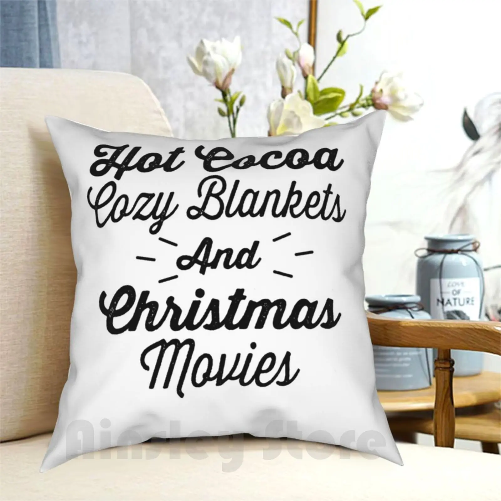 Hot Cocoa Cozy Christmas Movies Pillow Case Printed Home Soft DIY Pillow cover Hot Cocoa Cozy Christmas Movies Hot Cocoa