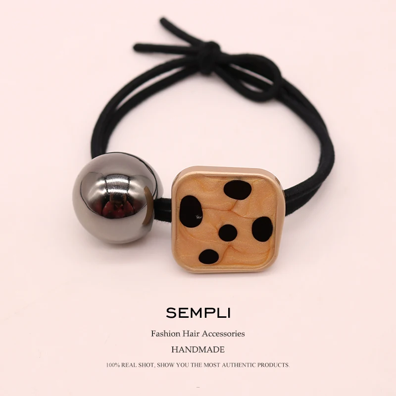 

Sempli High Quality Alloy Square Elastic Hair Bands For Women's Nylon Hair Bands Round Headband Hair Accessories gumki do wlosow