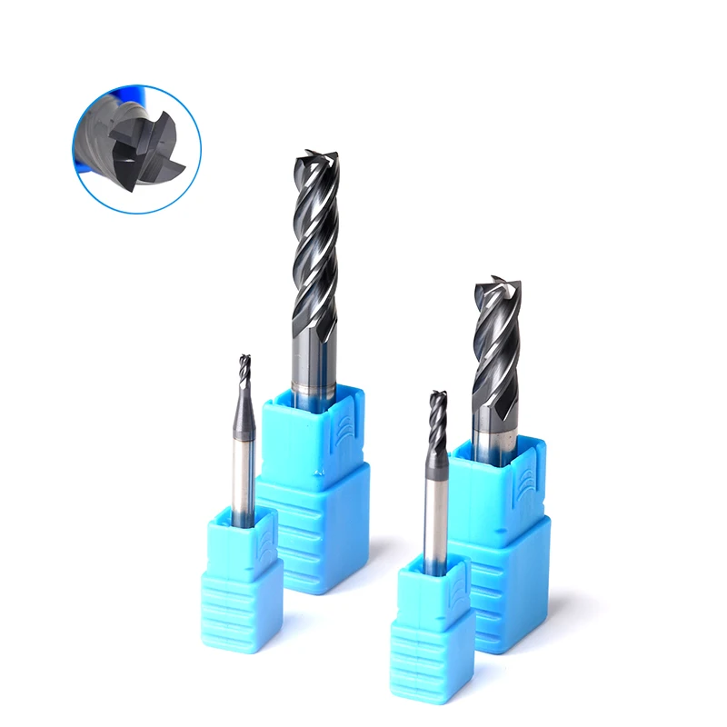 10PCS HRC50 4Flute 1mm 1.5mm 2mm 2.5mm 3mm 4mm 5mm 6mm *50L Alloy Carbide Milling Tungsten Steel Milling Cutter End Mill Cutting