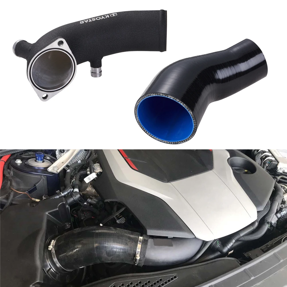 For B9 Audi S4 S5 Silicone Turbo Inlet High Flow Pipe 2Pcs Intake System