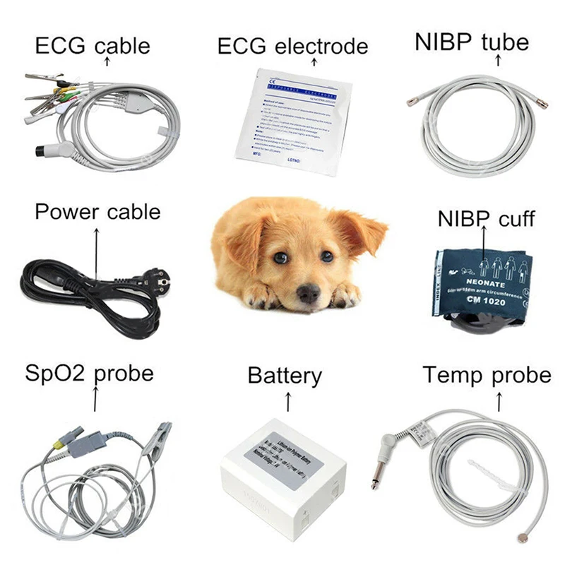 CMS8000VET  Veterinary ICU Patient Monitor ETCO2  Capnograph Vital Signs 8 parameter with IBP Animal Health