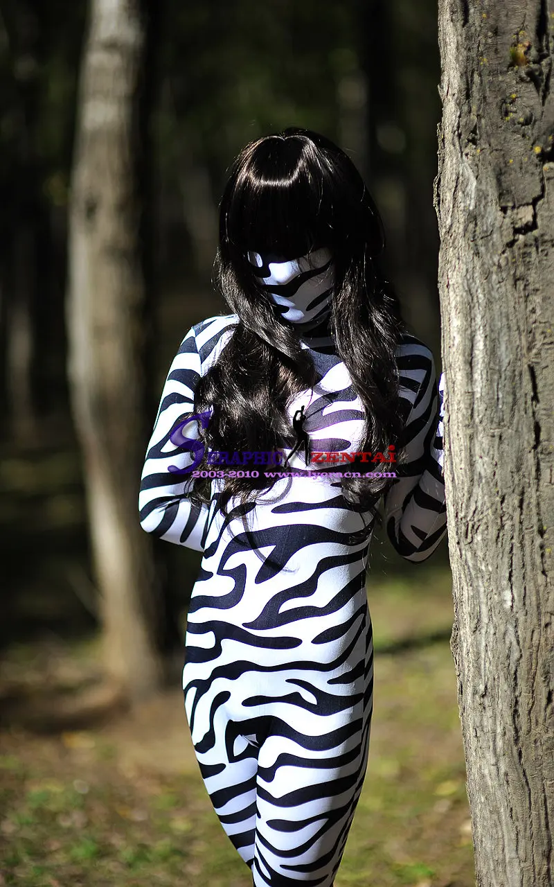 Niestandardowe Zentai kombinezon Leopard wzór tygrysa całe ciało kot garnitur Lycra Zentai Crossdresser fetysz Zentai nosić