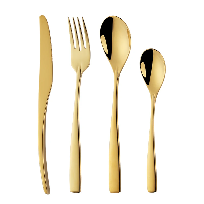 

24pcs Golden Cutlery Set Luxury Tableware Stainless Steel Knife Fork Spoon Dinnerware Sets Western Kitchen Dish Utensils