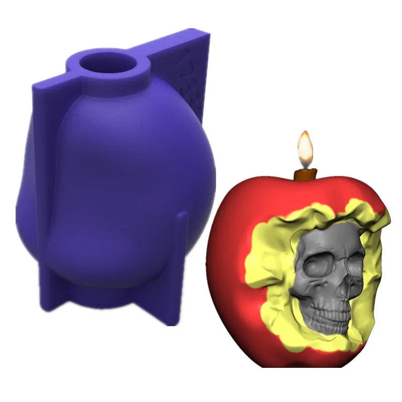 

New Halloween Apple Skull Silicone Candle Mold for Handmade Desktop Decoration Gypsum Epoxy Aromatherapy Candle Silicone Mould