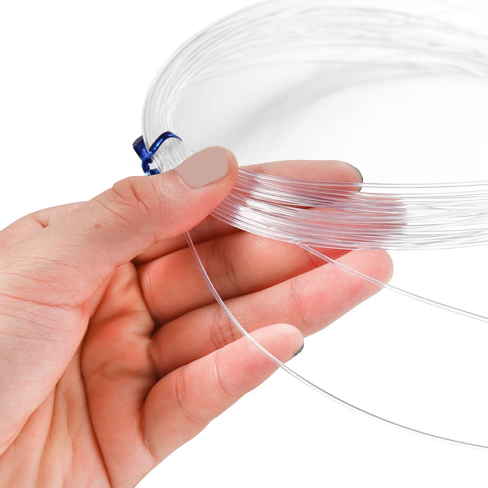 خيط سلسلة مطرز بلوري شفاف ، حبل بدون مرونة ، نتائج صنع مجوهرات سهلة الاستخدام ، لفة واحدة ، 10-65 م