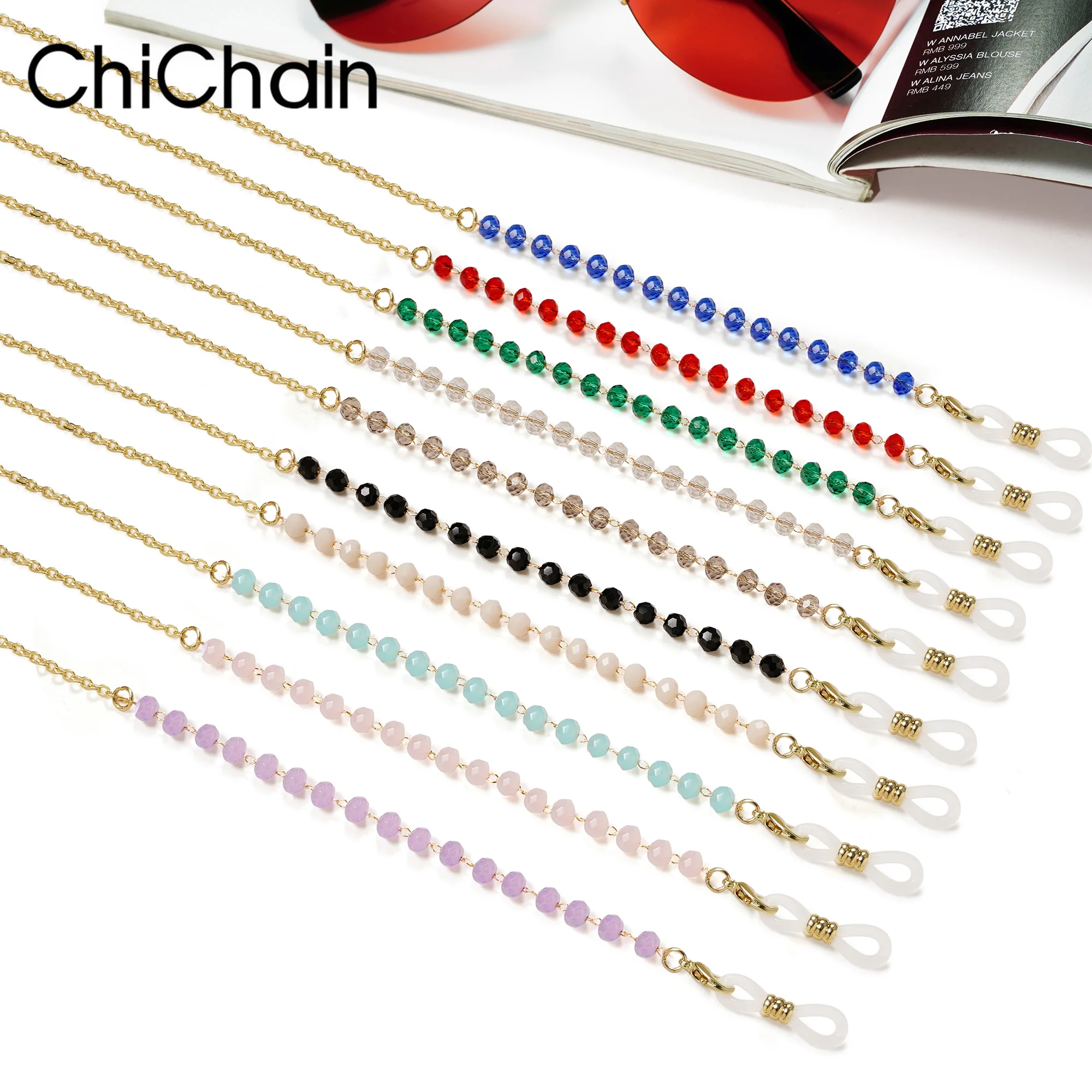 Chichain Crystal Eyeglass Chains for Women, Stylish Women’s Crystal Sunglasses Chains, Crystal Glasses Chains for Women