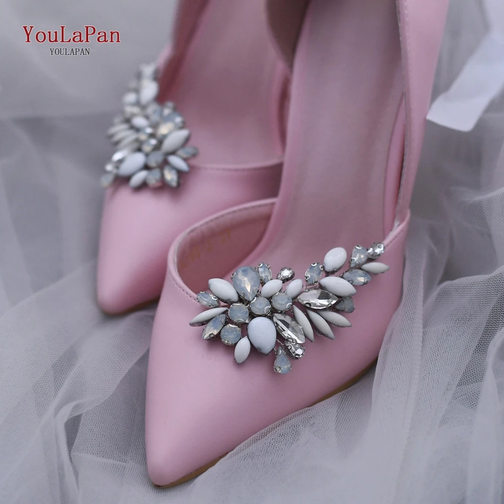 TOPQUEEN X19 2pcs Shoe Clip Bride High Heel Decoration Rhinestone Shiny Wedding Shoes Decorative Clips Charm Shoes Buckle