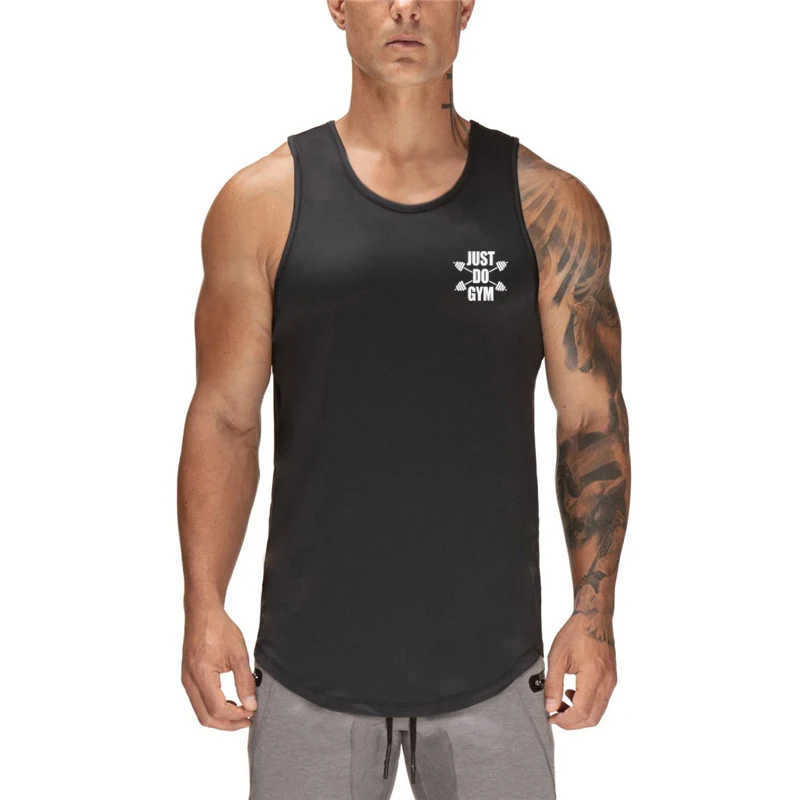 Brand Gym Workout Summer Mesh Tank Top Men Musculation Clothing Bodybuilding Singlets Sleeveless Sports Fitness Quick Dry Vest