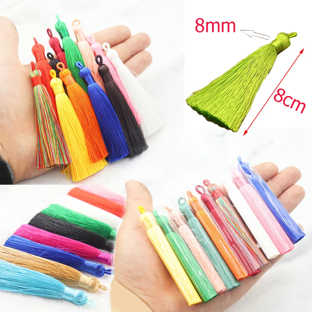 5/10/20pcs 28 Color Mix 8 cm Colorful Cotton Silk Tassel Brush Charm Handmade Crafts Sati Tassel Pendant DIY jewelry Accessories