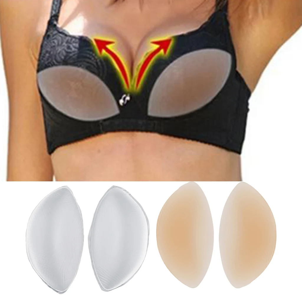 Womens Silicone Bra Inserts Push Up Breast Pads Bust Chest Padding Enhancer