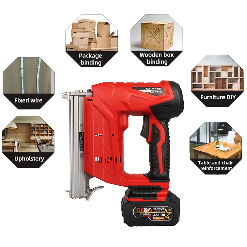 Cordless Electric Nail Gun Woodworking Portable Rechargeable Nail Gun 3AH Battery Straight Nail U Nail Optional F30/422/1022