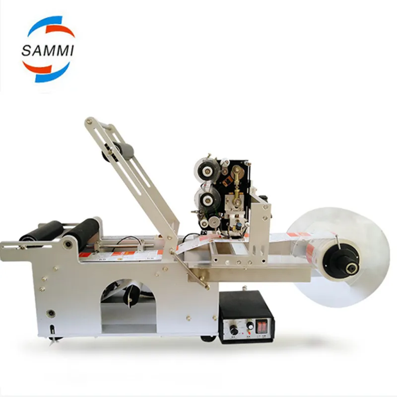 Popular semi-automatic round bottle label machine with coder machine