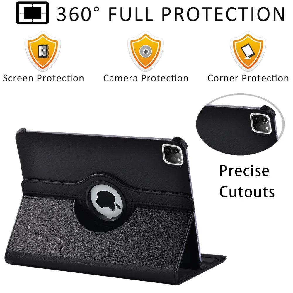 Вращающийся на 360° чехол для iPad Air 4, 10,9 дюймов, чехол для планшета из искусственной кожи с подставкой для Apple iPad Pro 11 2021 2020 2018 Funda