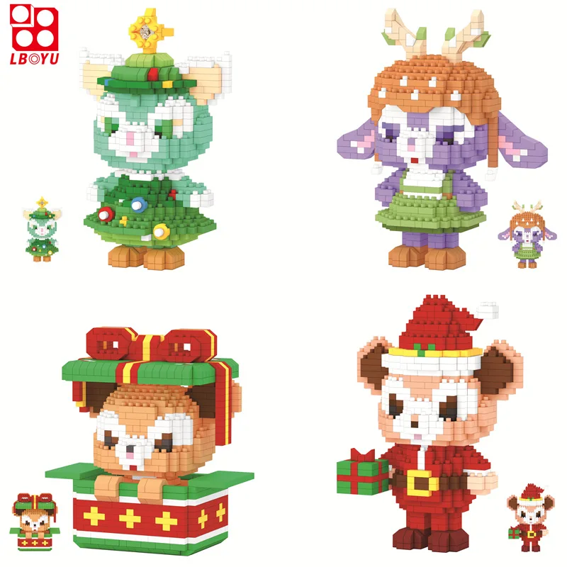 

Kawaii Mini Blocks Santa StellaLou Cute Plastic Brick Fun Elk Brinquedos for Children Christmas Goods Gift New Year Girl Present