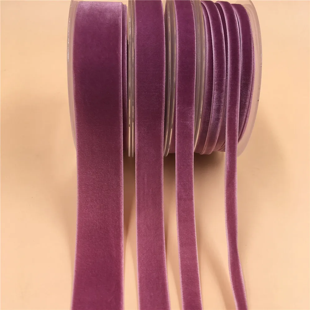 6mm/9mm/15mm/25mm  Purple Single Face Velvet Ribbon For Handmade Gift Bouquet Wrapping Supplies Home Party Decoration Christmas